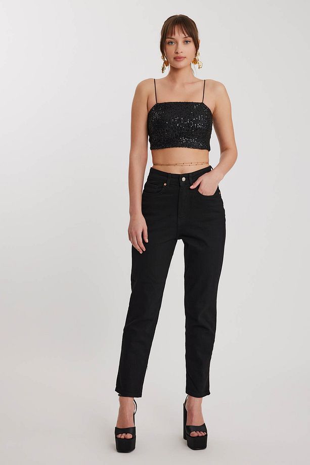 İp Askılı Pullu Crop Bluz Beden: M - 2