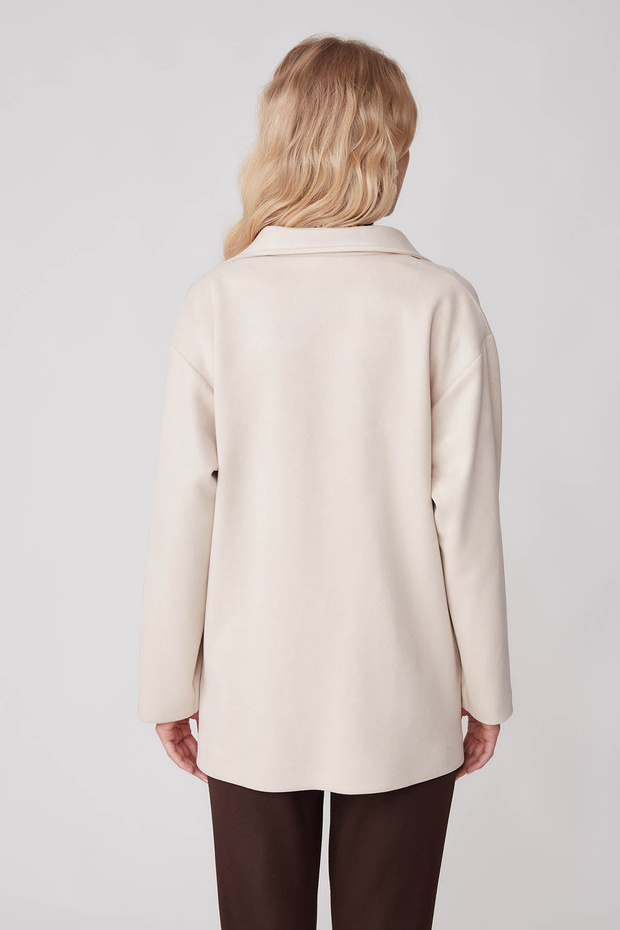 سترة من جلد الغزال بجيب بزر واحد - 5