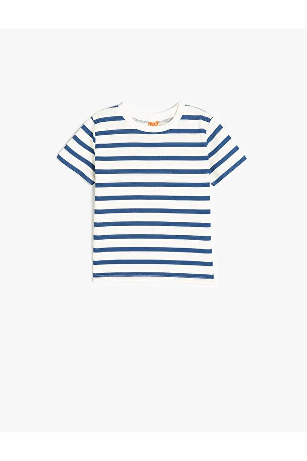 Striped Crew Neck Short Sleeve Cotton T-Shirt