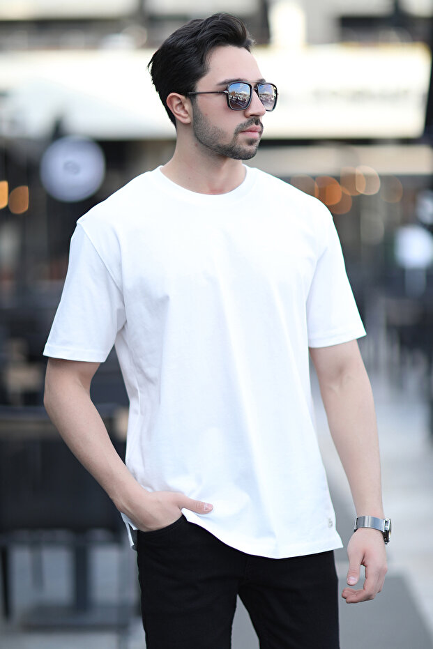 Men's Crew Neck Regular Fit Cotton T-Shirt White - 5446