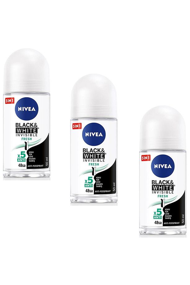Invisible Black White Fresh Kadın Roll-on 50 ml 3 Adet - 1