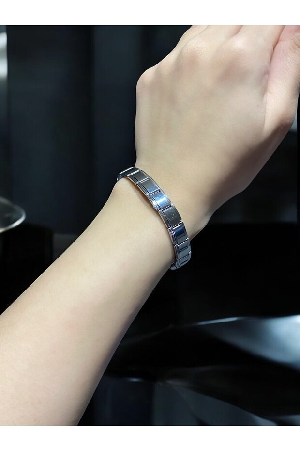 Silver Silver Steel Italian Charm Bracelet