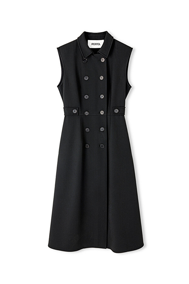 Kleid mit Knopf-Accessoires - 3