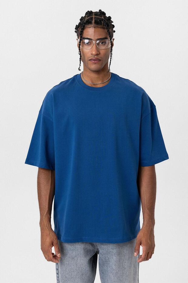 Basıc Oversize Tişört İndigo - 6