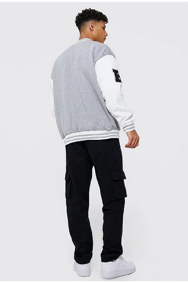 Unisex Oversize M Nakiş Işlemeli Bomber Kolej Ceket - 5