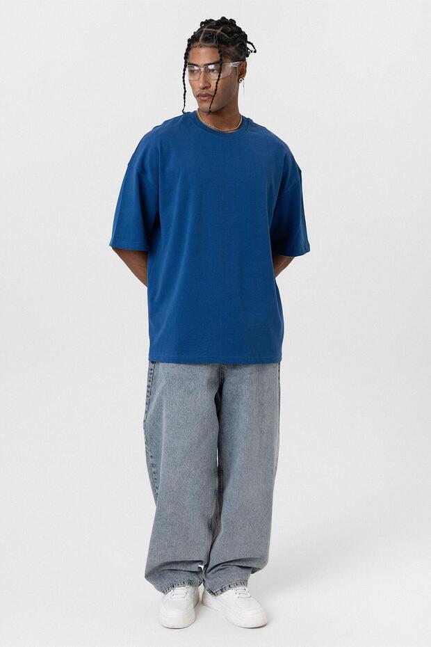 Basıc Oversize Tişört İndigo - 4