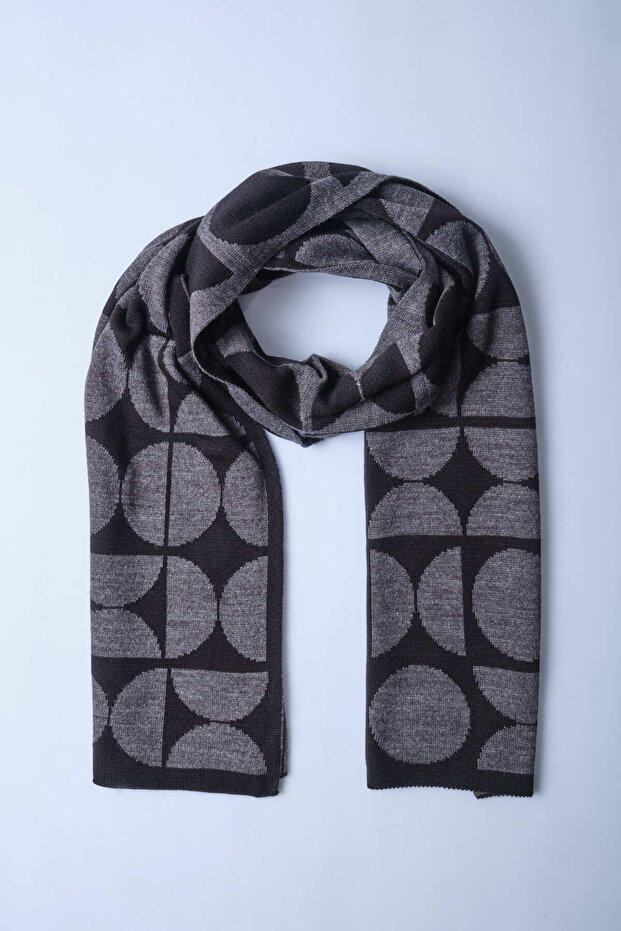 Eșarfă tricotată cu model circular - 2