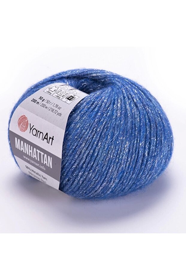 Manhattan - Simli El Örgü Ipi Mavi-907 - 1