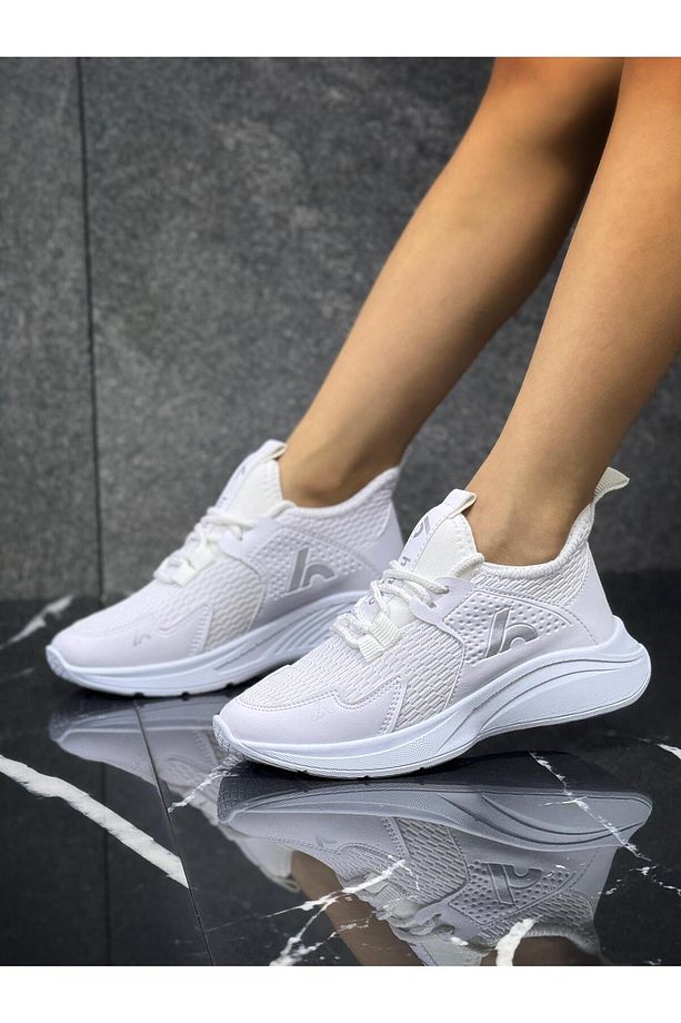 Bağcıklı Unisex Çocuk Spor Ayakkabısı-Beyaz - 5