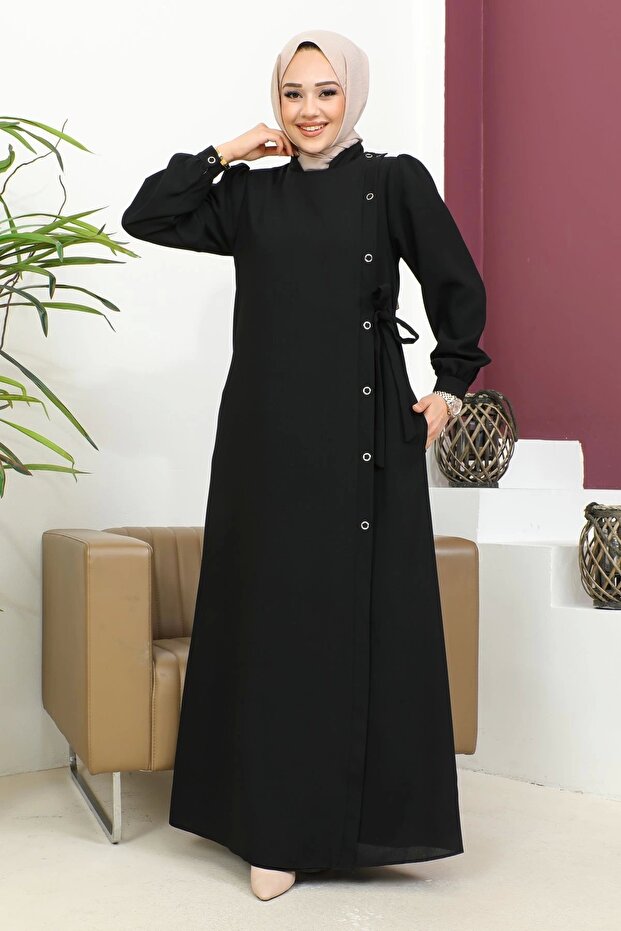 Black Ferace - with Tie and Snap Detail