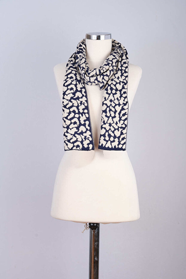 Eșarfă de tricotaj cu model leopard - 3