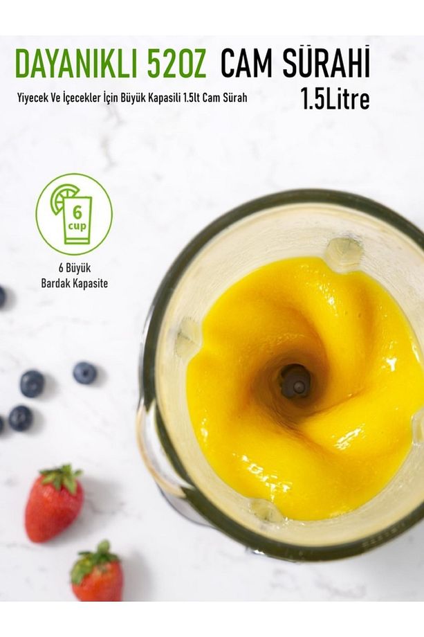2in1 Inox 1.5lt Cam Hazneli Sürahili Smoothie Blender 600ml Kişisel Blender - 8