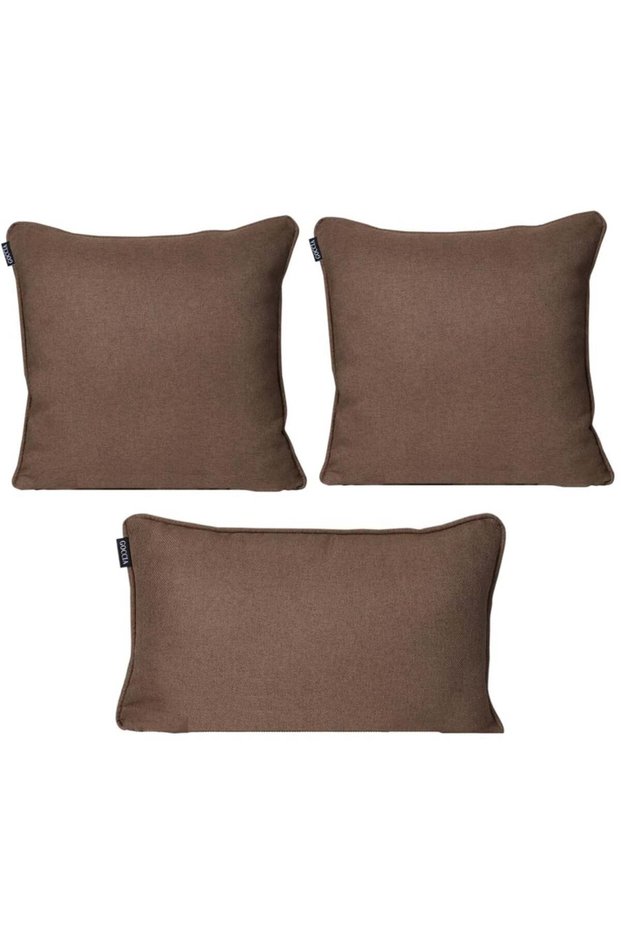 3-Piece Cushion Cover Cotton Textured Soft Sofa Backrest Gift Punch Can Be Made Brown