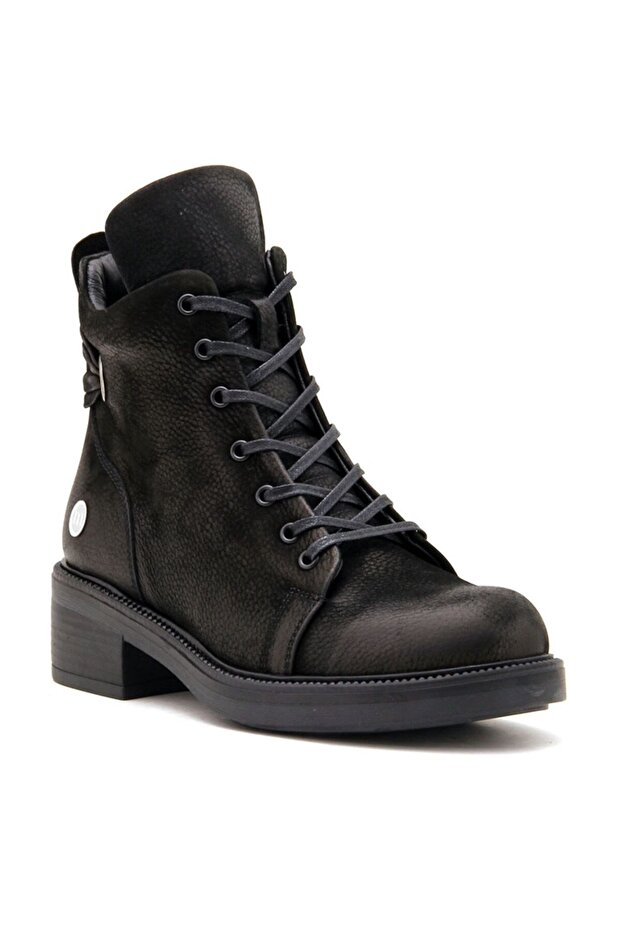 4430 Genuine Leather Daily Women's Boots-Black Nubuck