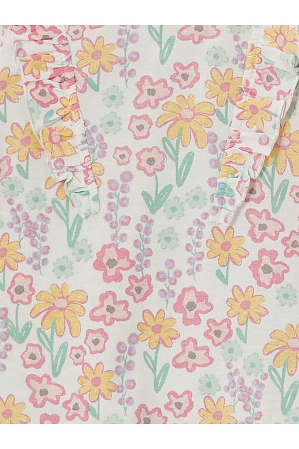 LCW baby Bisiklet Yaka Çiçekli Kız Bebek Pijama Takımı - 2