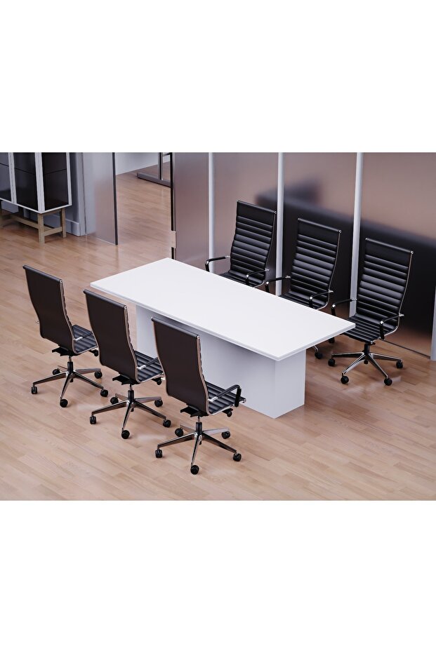 Ultra Finished Conference Table for Office, Meeting and Conference Room-White, 240CM