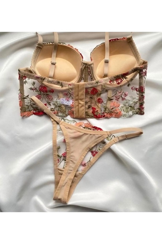 Floral Patterned Bustier Set - 4