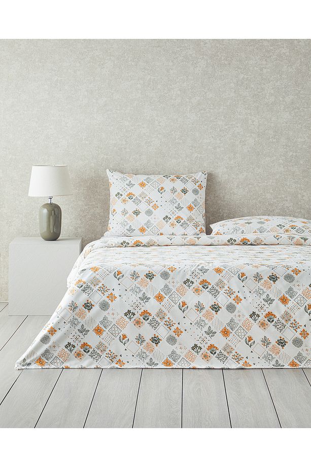 Vintage Argyle Pamuklu King Size Nevresim Seti Yeşil-sarı 240x220 - 1