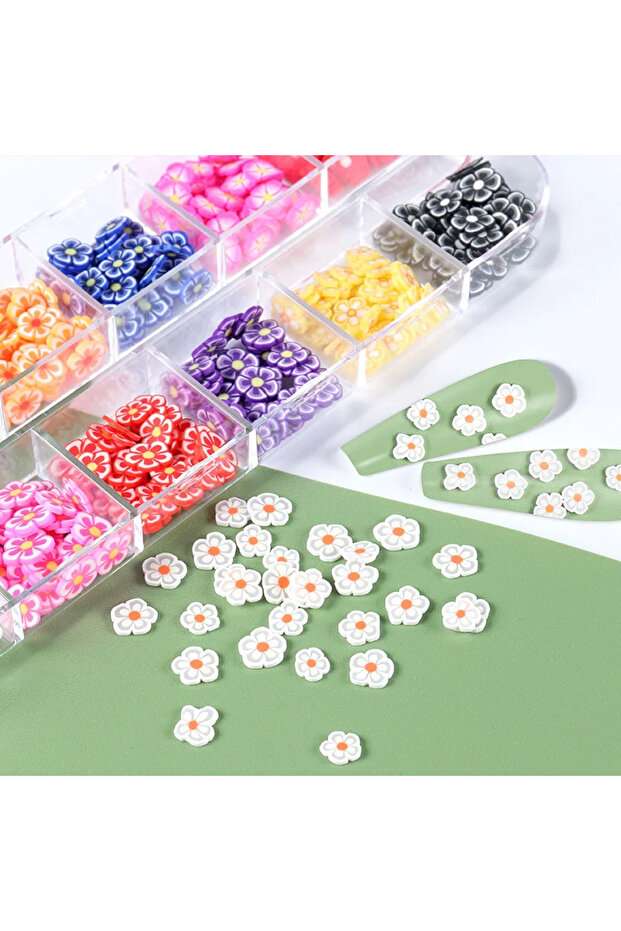 12 Model Mini Çiçek Tırnak Süsleme Pulları - 4