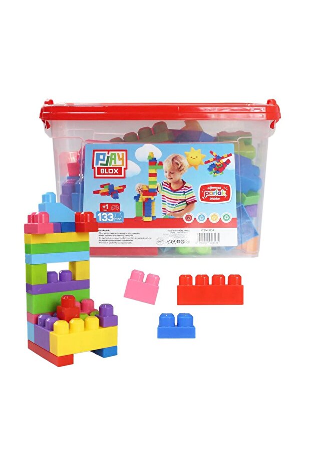 Play Blox Yapı Oyuncakları 133 Parça Kovalı Parlak Renkler Mega Blok Seti - 1