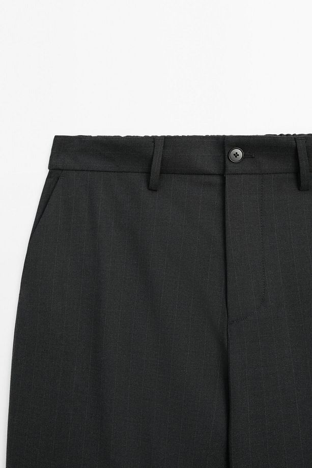Yün Karışımlı Çizgili Regular Fit Pantolon - 8