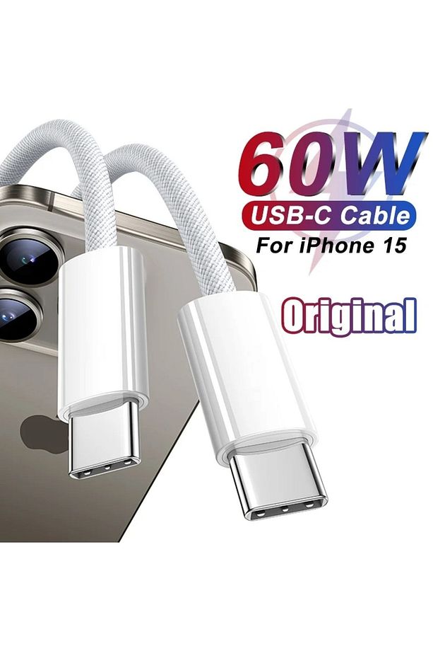 Iphone 15/16 Plus/16 Pro Max Pro Uyumlu 60w Hızlı Şarj Kablosu Örgü Usb-c Type-c Pd Kablo - 5