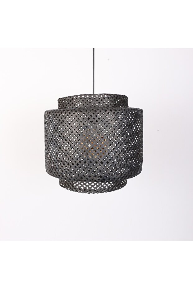 Siyah Sitrus 40x37 cm. Doğal Bambu Avize - 3