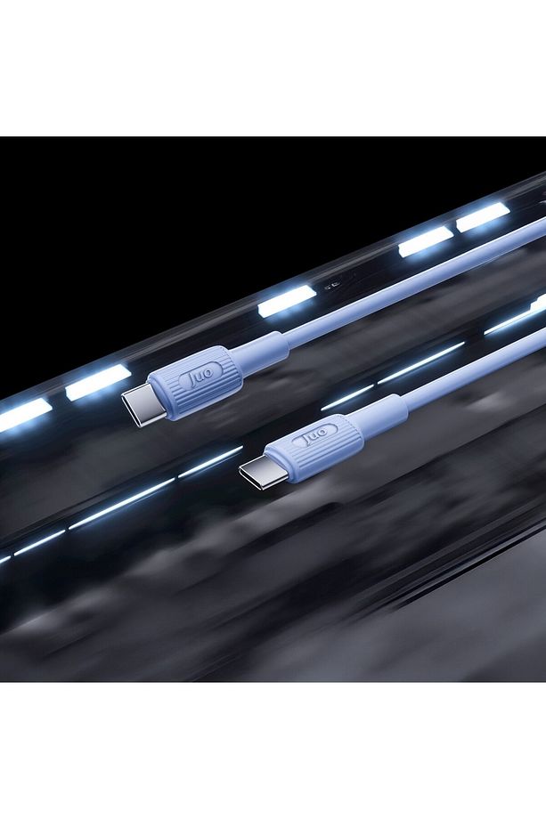 60w Usb Type-c To Type-c Silikon Hızlı Şarj Ve Data Kablosu Mavi 1 Metre - 3