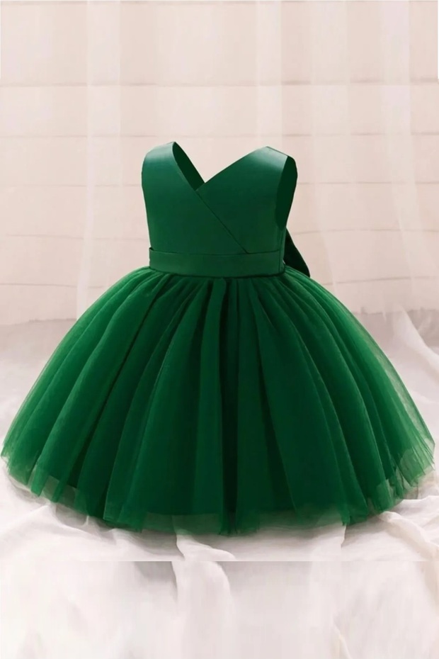 Baby Girl Wrap Mini Dress Birthday Satin Dress