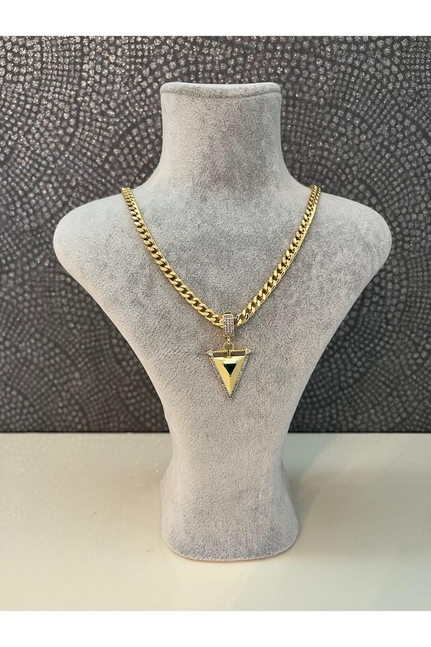 Ema Model Green Stone Modern Charm Necklace