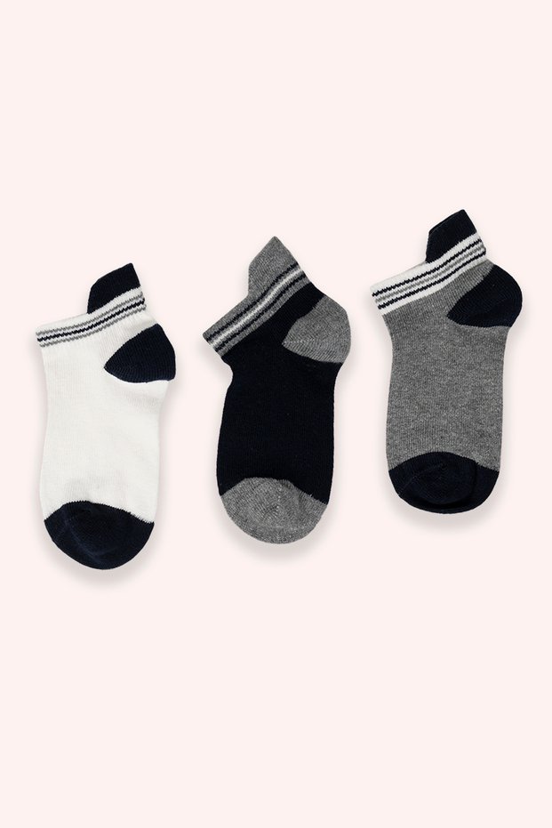 Boy's 3-Piece Navy Blue Socks