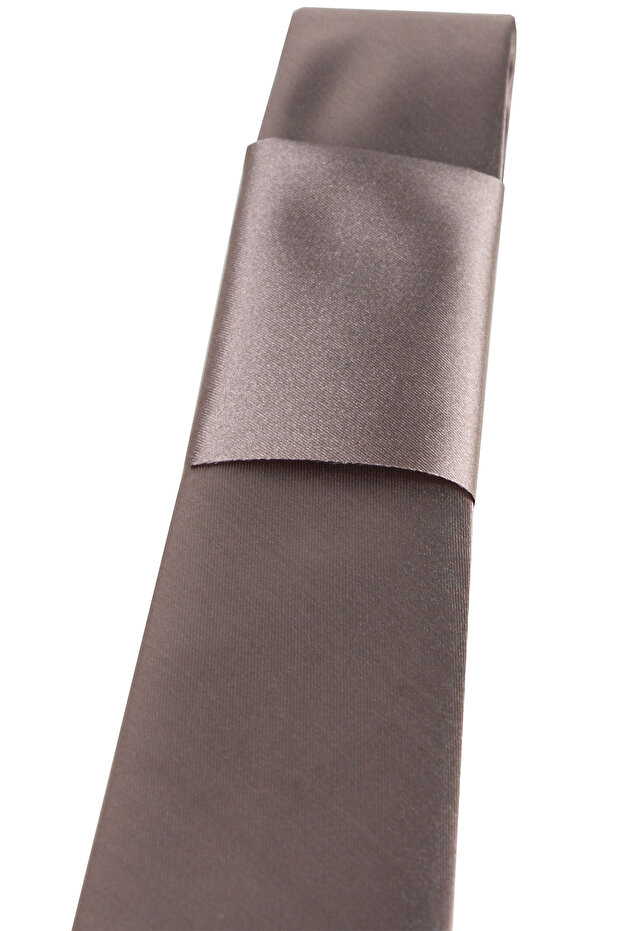 Men's Bronze Brown Plain Slim Fit Slim Fit Handkerchief Tie