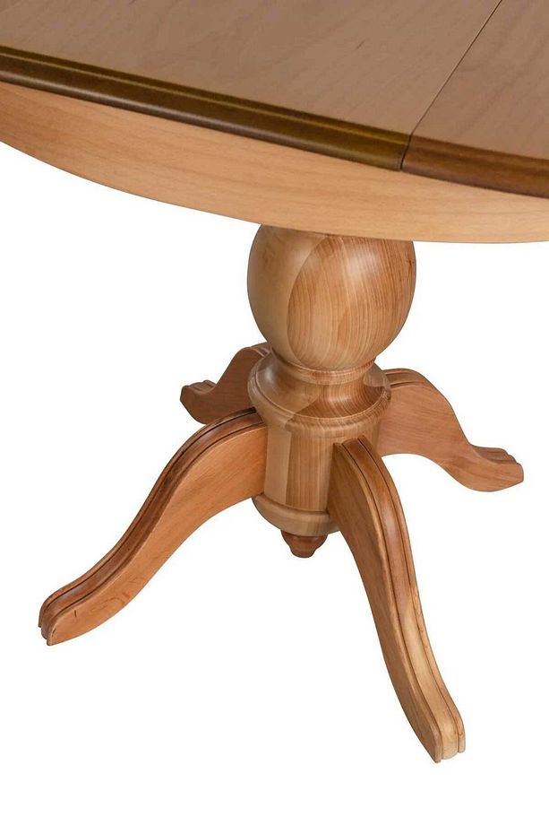 Açılır Yuvarlak Baba Ayaklı Yemek Masası, Mutfak Masası Naturel 110 Cm - 7