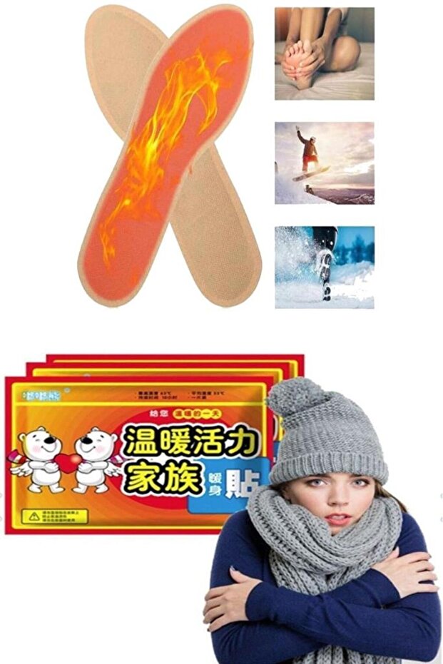10 Adet Isınmatik Cep Sobası Vücut El Ayak Bel Isıtıcı Isımat Ve 1 Çift Ayak Isıtıcısı (2si 1 Arada) - 1