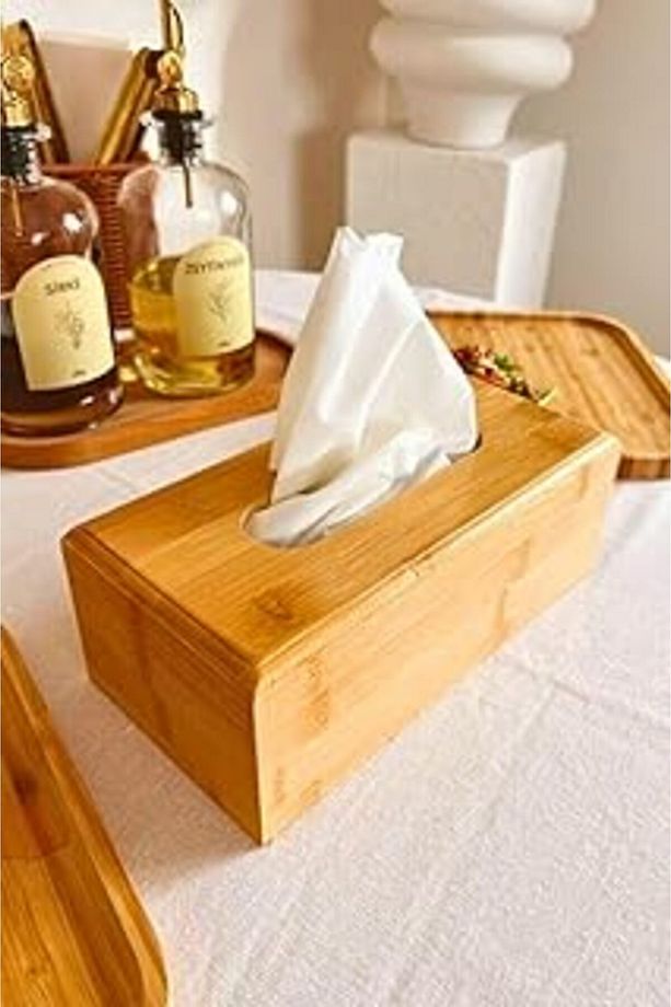 Çok Amaçlı Bambu Peçetelik ve Düzenleme Kutusu 25x14x7,5 cm - 8