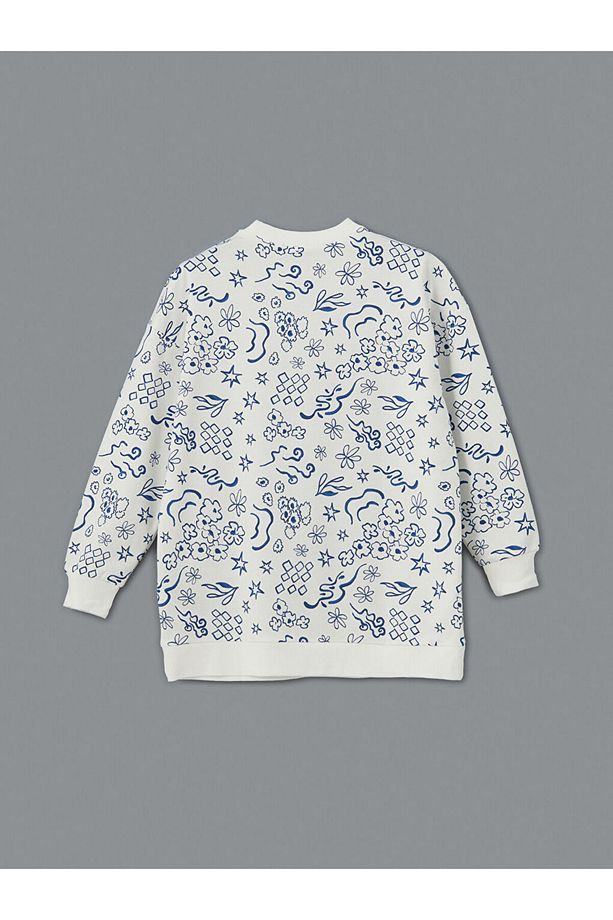 LCW Modest Desenli Oversize Kadın Sweatshirt Tunik - 2