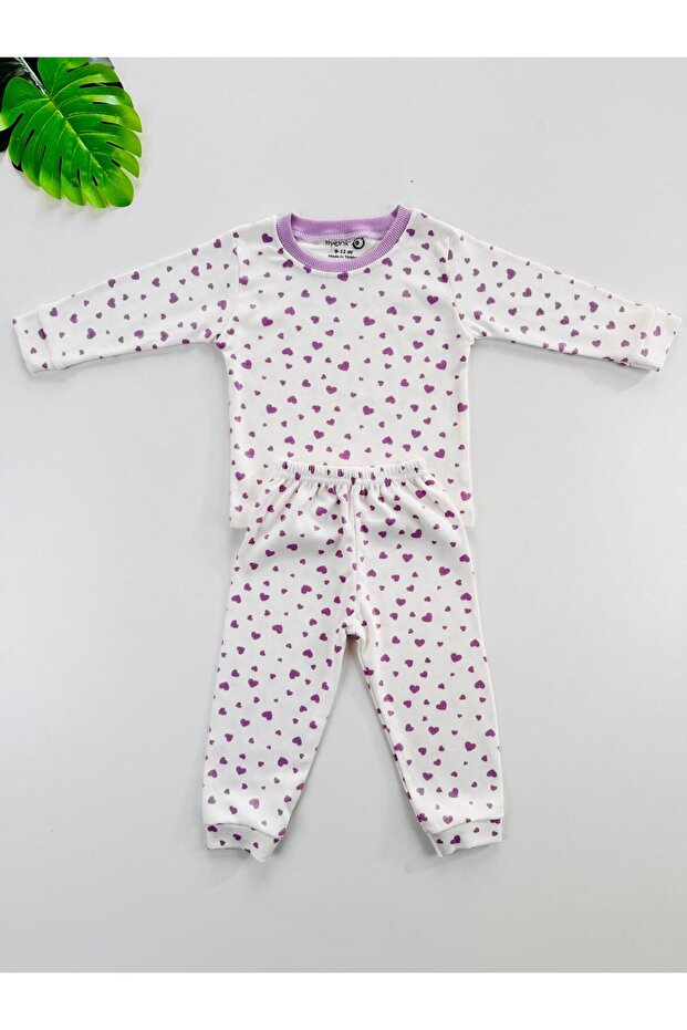 100% Cotton Heart Patterned Baby Kids Pajamas Set