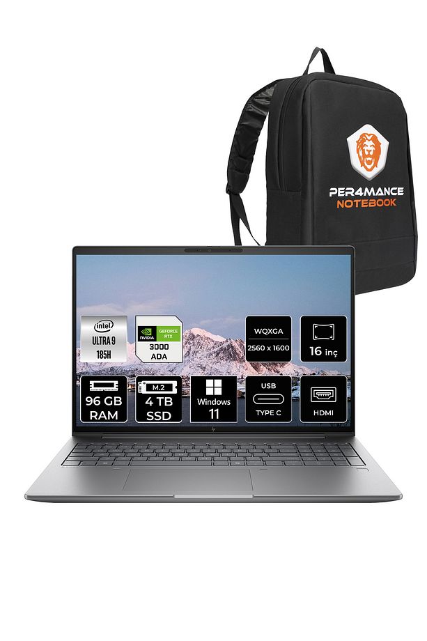 Zbook Power G11 U9 185H 96GB 4TB SSD RTX3000ADA 16'' WQXGA W11P İş İstasyonu & PER4 ÇANTA - 1