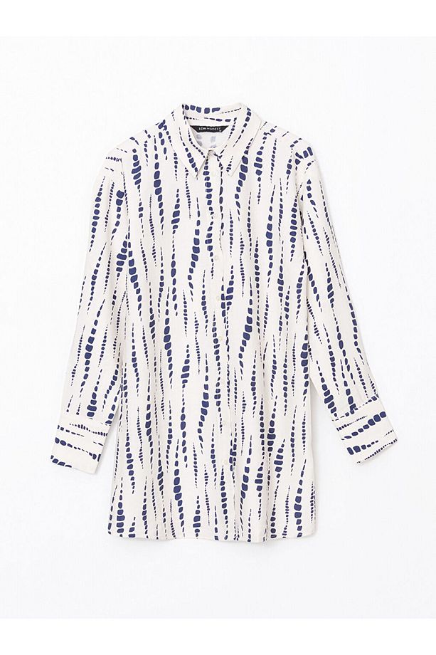 LCW Modest Mavi Desenli Kadın Gömlek Tunik - 5