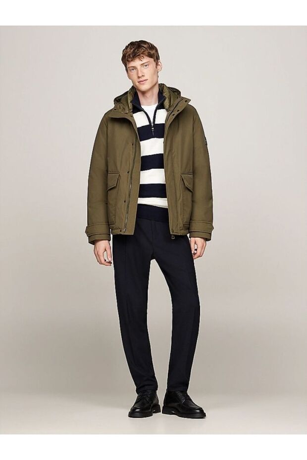Męski płaszcz Rockie z kapturem i kieszeniami bocznymi - khaki - 3