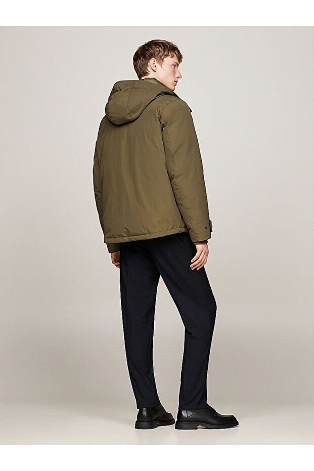 Męski płaszcz Rockie z kapturem i kieszeniami bocznymi - khaki - 2