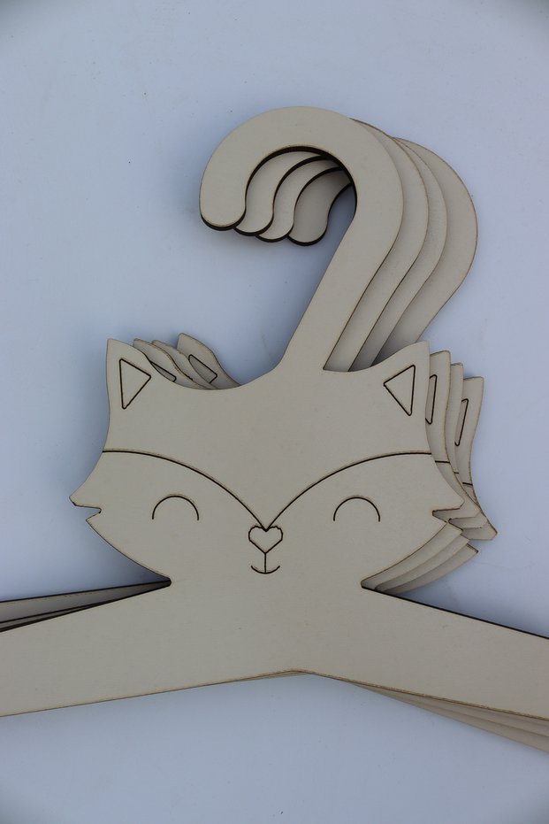 Wooden Children's Hanger 7 Pieces Hanger - Big Fox Baby Closet Hanger (Cream Color)