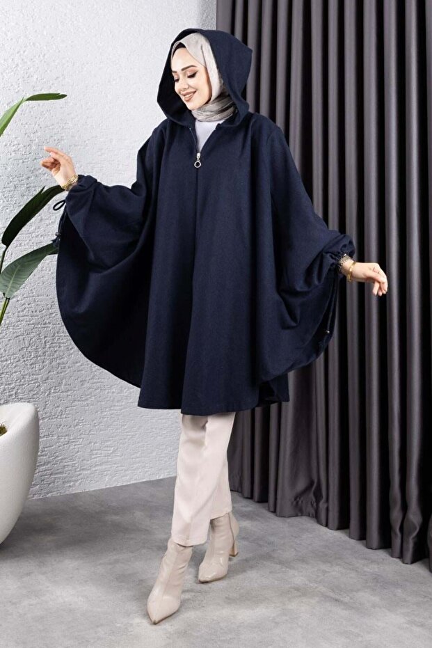 Kapüşonlu Tesettür Panço - 3