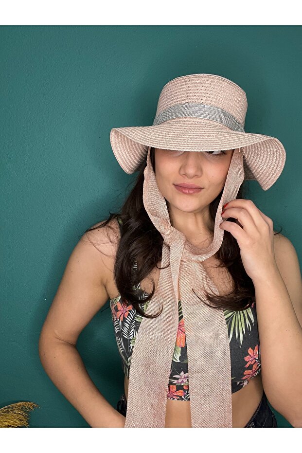 قبعة من القش مربوطة - 5