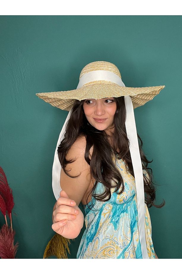 Bağlamalı hasır şapka yelpaze model - 3