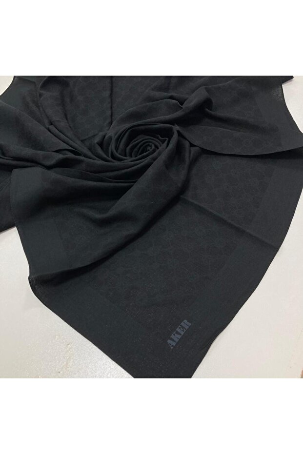 Siyah Elegance Monogram Eşarp 1090500-911 - 2