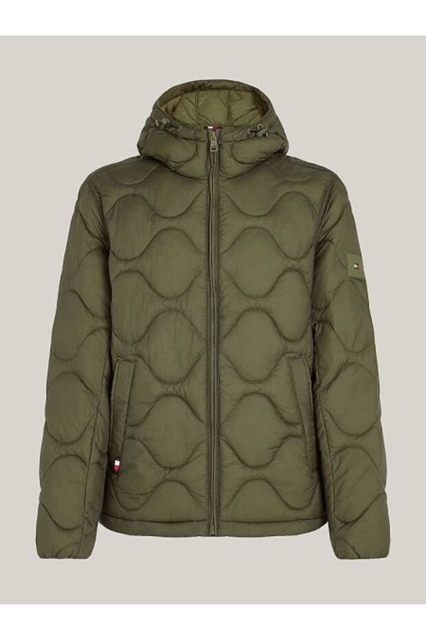 Kurtka puchowa męska - Logo, pikowana i z kapturem, regularny krój Mw0Mw36585 Rbn - 5