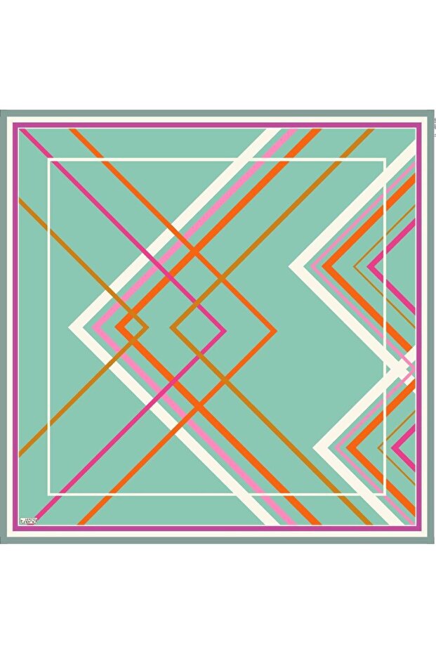 وشاح بتصميم مُطبع باللون الأخضر النعناعي الناعم 6085-01 - 1