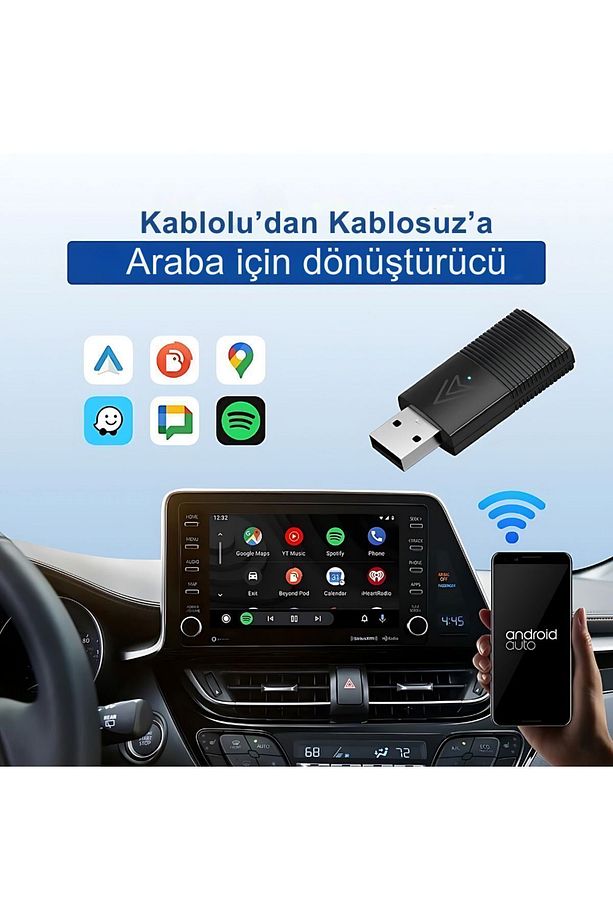 Yeni Tasarım Mini Kablosuz İOS ANDROİD UYUMLU Carplay Usb ve Type-c Uyumlu Araç Multimedya Adaptörü - 3