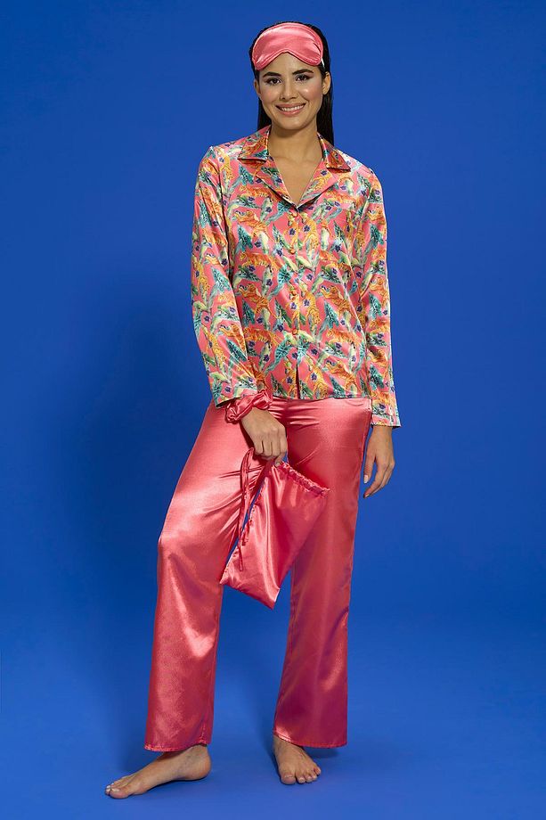 6'lı Kaplan Desen Nar Çiceği Pijama Takımı - 4